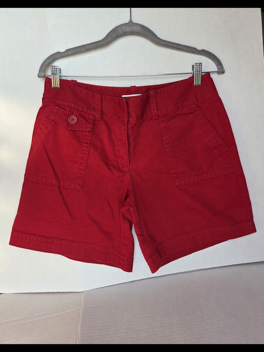 LOFT Bright Red Utility Pocket Bermuda Shorts